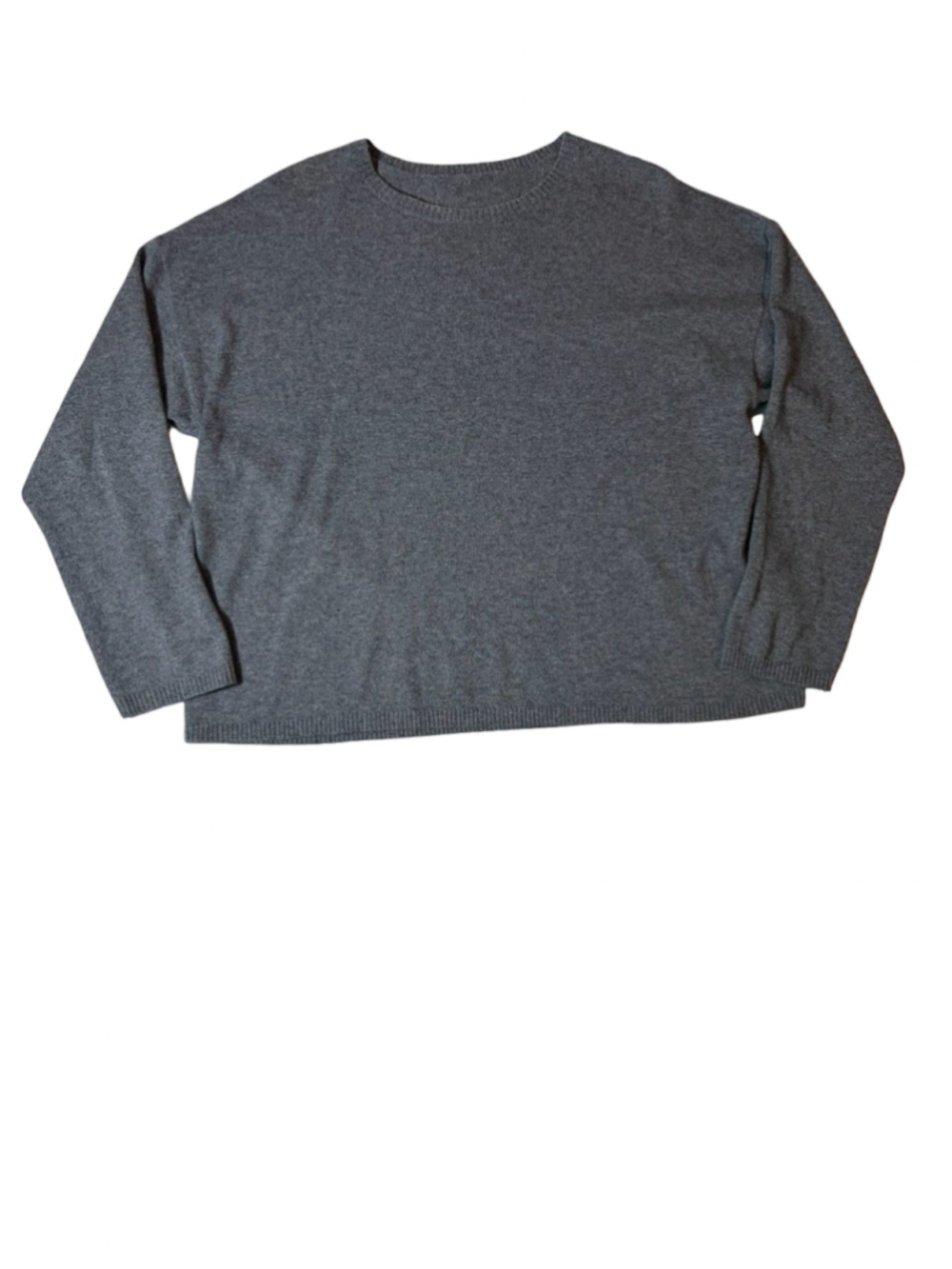 Eileen Fisher 100% Cashmere Gray Oversized Crewneck Sweater Quiet Luxury